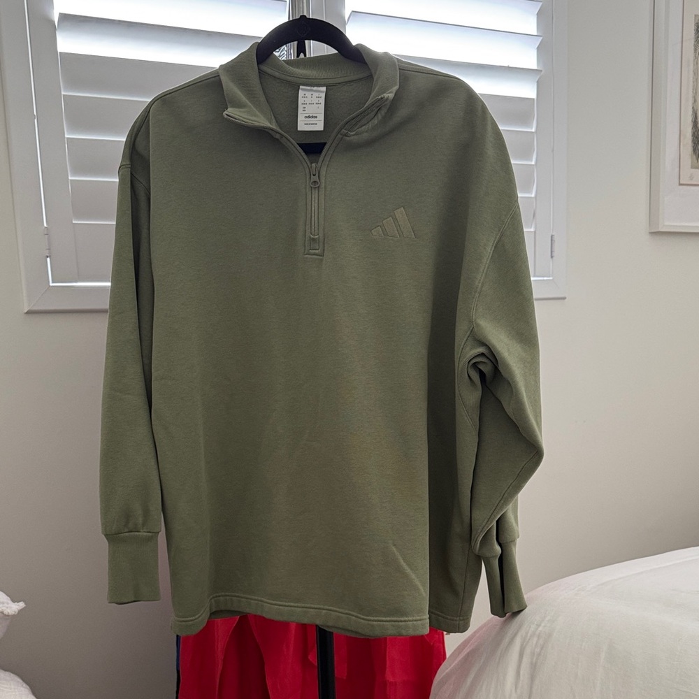 Adidas Olive Zip-Up Sweater